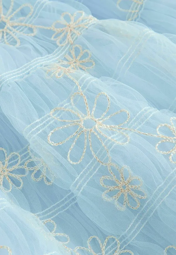 Платье повседневное, прямого кроя, с вышитым бантом Laura Ashley, White Blue — фото 3