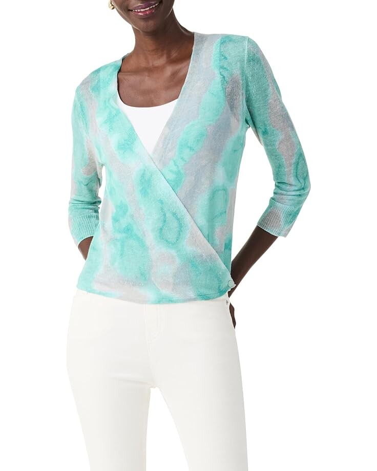 

Свитер NIC+ZOE Watercolor Waves 4-Way Cardigan, цвет Aqua Multi
