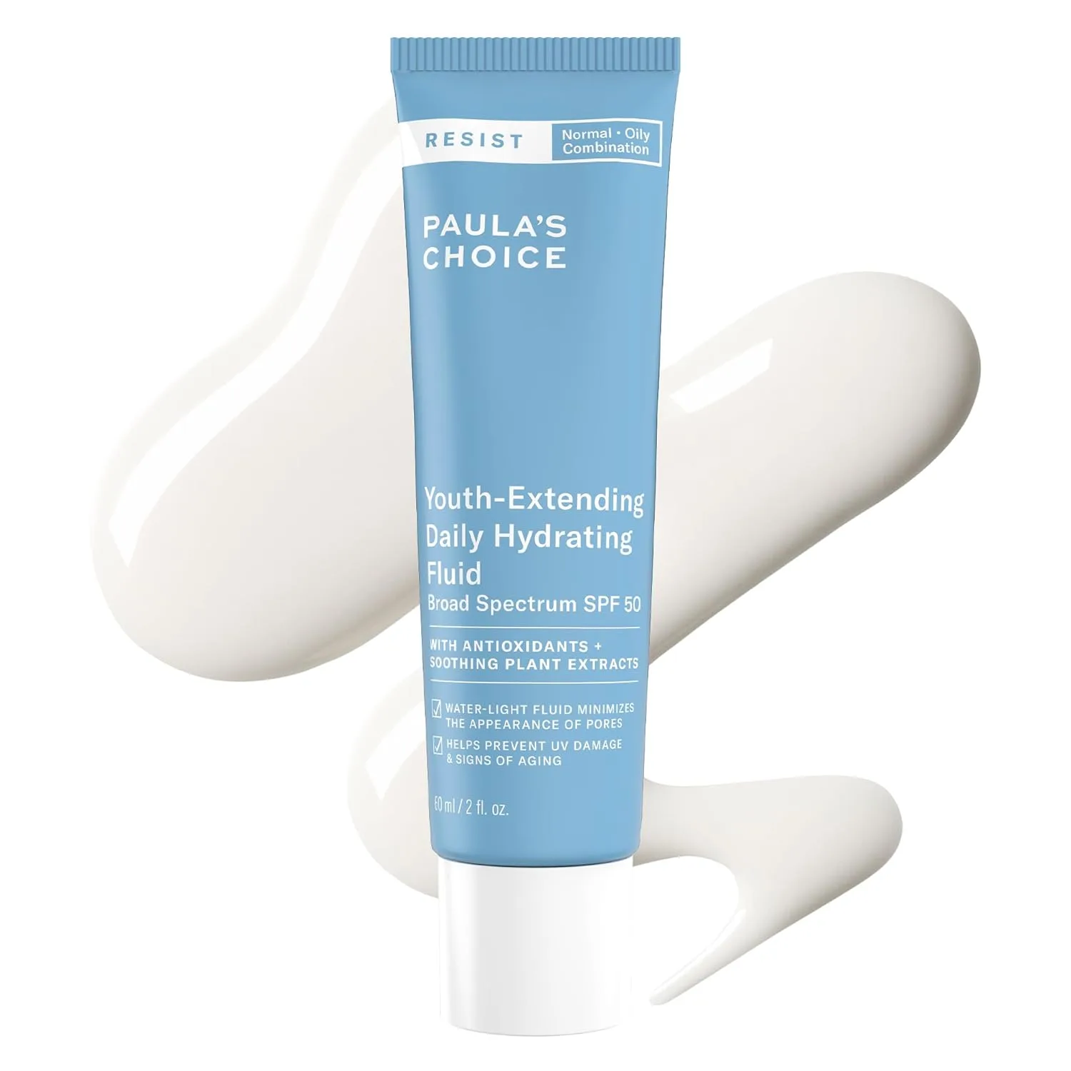 Paula's Choice RESIST Daily Hydrating Fluid Face Moisturizer с SPF 50, солнцезащитный крем для лица для жирной кожи, с ромашкой и витамином E, защита от UVA/UVB, без отдушки 59 мл (1 шт.)