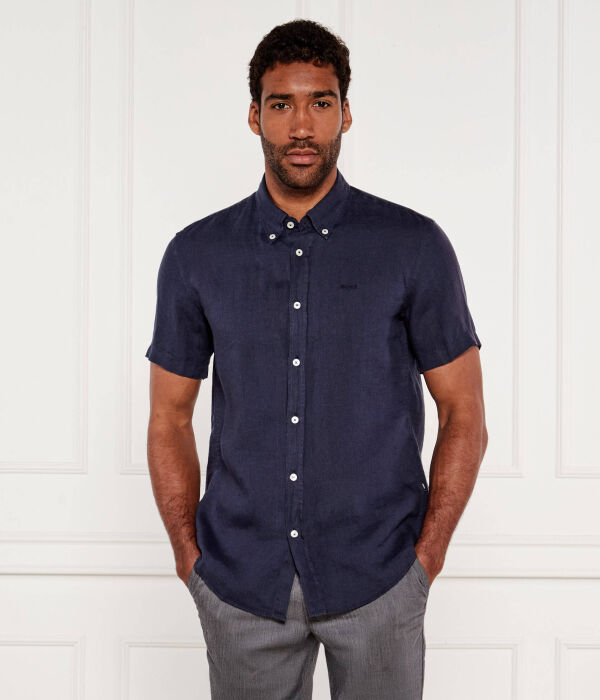

Льняная рубашка h-roan-bd-e-sh-c-252 Slim fit Boss, синий
