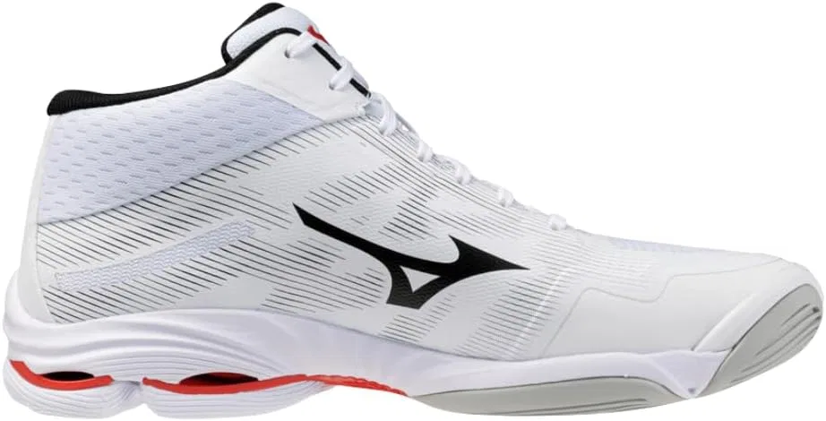 Волейбольные кроссовки Mizuno Wave Lightning PRO Mid, средней высоты, белые, черные, красные, с легкой амортизацией и промежуточной подошвой PoWnCe — фото 2