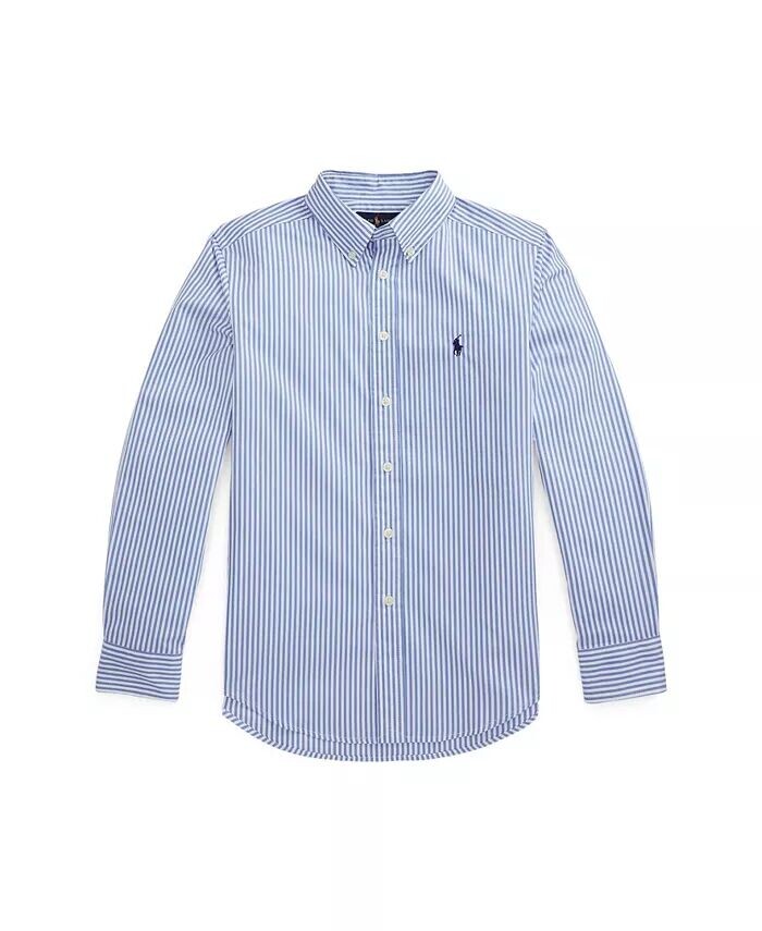 

Рубашка из хлопкового поплина в полоску для больших мальчиков Polo Ralph Lauren, синий