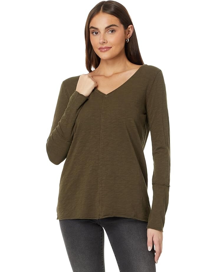 

Футболка Mod-o-doc Long Sleeve Wide Neck V-Neck Tunic, цвет True Olive