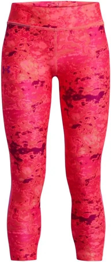 Брюки Under Armour HeatGear Armour с принтом до щиколотки для девочек, (964) Bubble Peach//Mystic Magenta