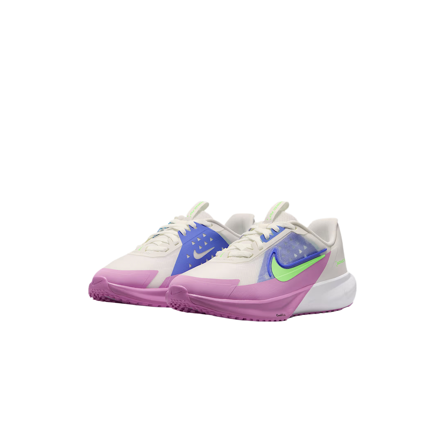 Детские низкие беговые кроссовки SONIC FLY, унисекс Nike, peak белый/sapphire синий/светлый coral/lime burst — фото 4