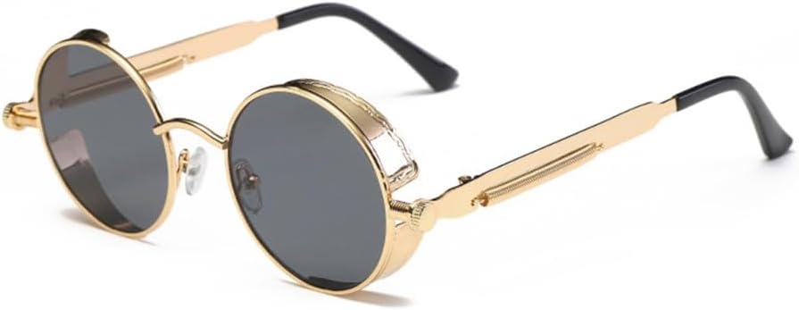 

Винтажные красные солнцезащитные очки в стиле стимпанк для мужчин, круглые, из сплава металла, ретро-солнцезащитные очки для женщин, готические солнцезащитные очки VFDHN, 6 Gold Grey