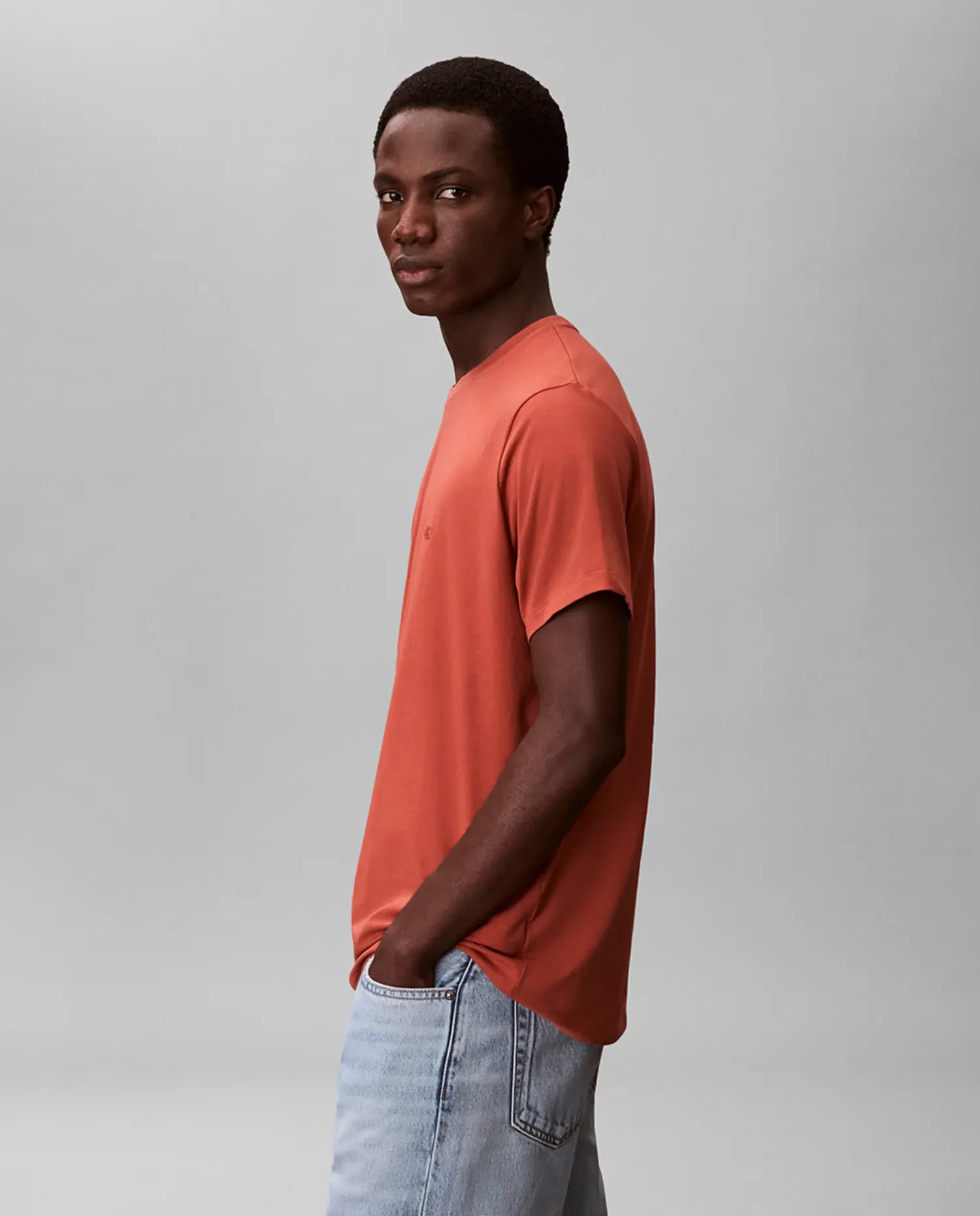 Мужская обтягивающая футболка с логотипом Calvin Klein, розовый — фото 3
