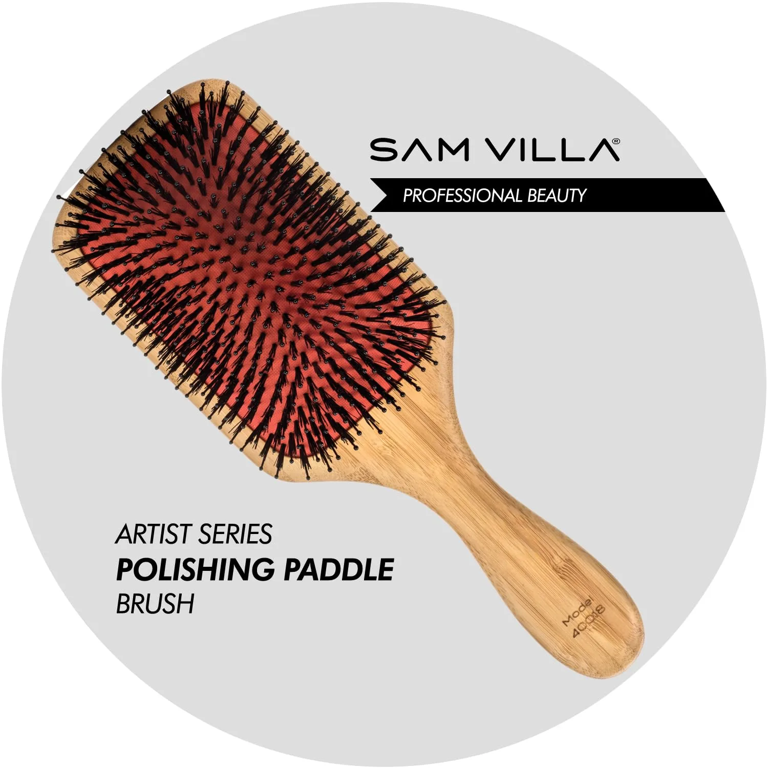 Деревянная полировальная щетка-лопатка Sam Villa Artist Series для укладки волос., Red — фото 2