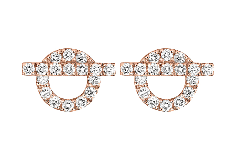 HERMES FINESSE 18K Rose Gold серьги с украшением из стразов, женские, Rose Gold — фото 4