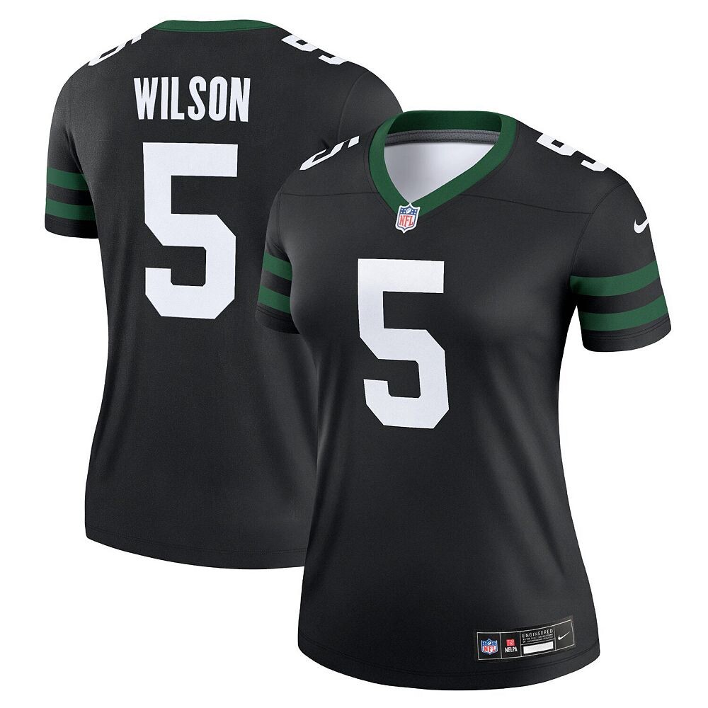 Женское джерси черного цвета Nike Garrett Wilson Legacy New York Jets Alternate Legend, цвет Jet Black — фото 2