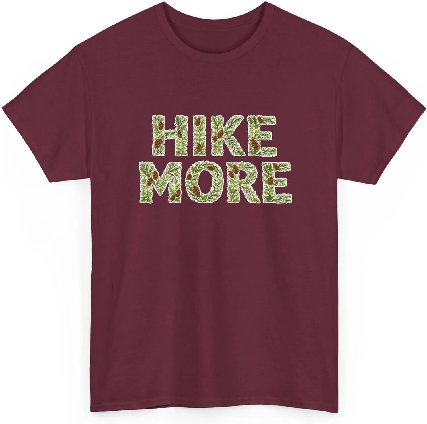 Футболка с принтом HIKE MORE, хлопковая, бордовая — фото 3