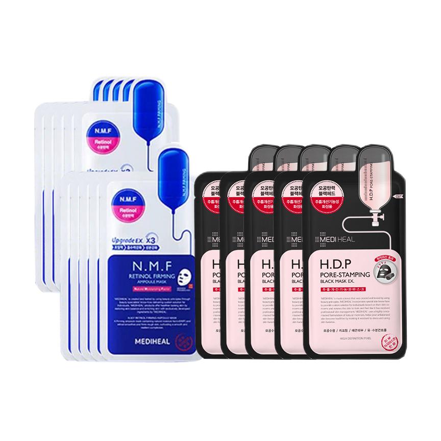 

MEIDIHUIER Увлажняющие маски для лица с эффектом лифтинга и увлажнения MEDIHEAL, two-piece set a: new hydrating tightening 10 pcs+pore tightening черный dial film 5 sheets