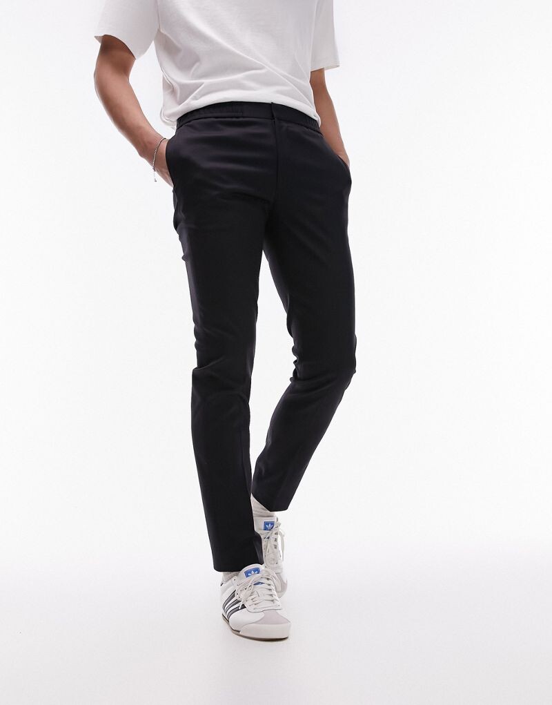 

Темно-синие брюки-джоггеры с эластичной талией Topman