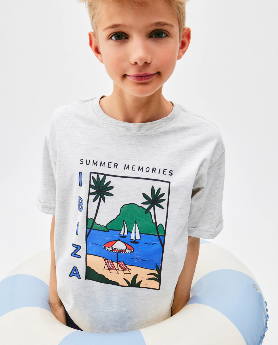 

Футболка с короткими рукавами и пейзажным принтом Kids El Corte Inglés, чёрный