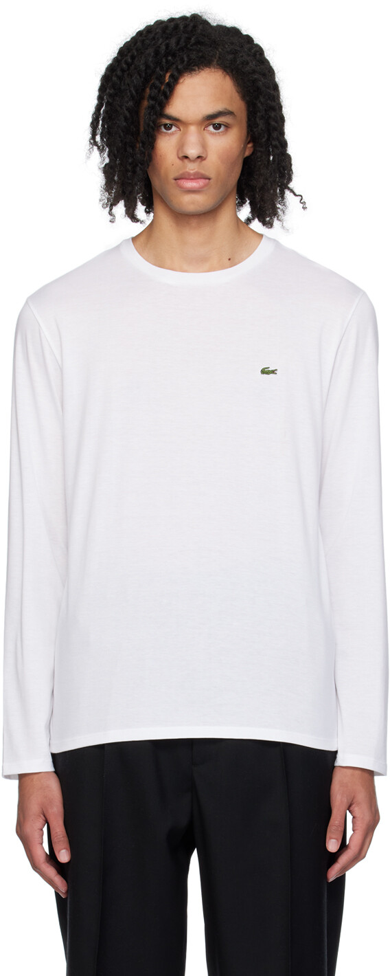 

Белая футболка с длинным рукавом с круглым вырезом Lacoste