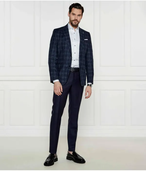 Шерстяные брюки c-genius-243 Slim fit Boss, синий — фото 2