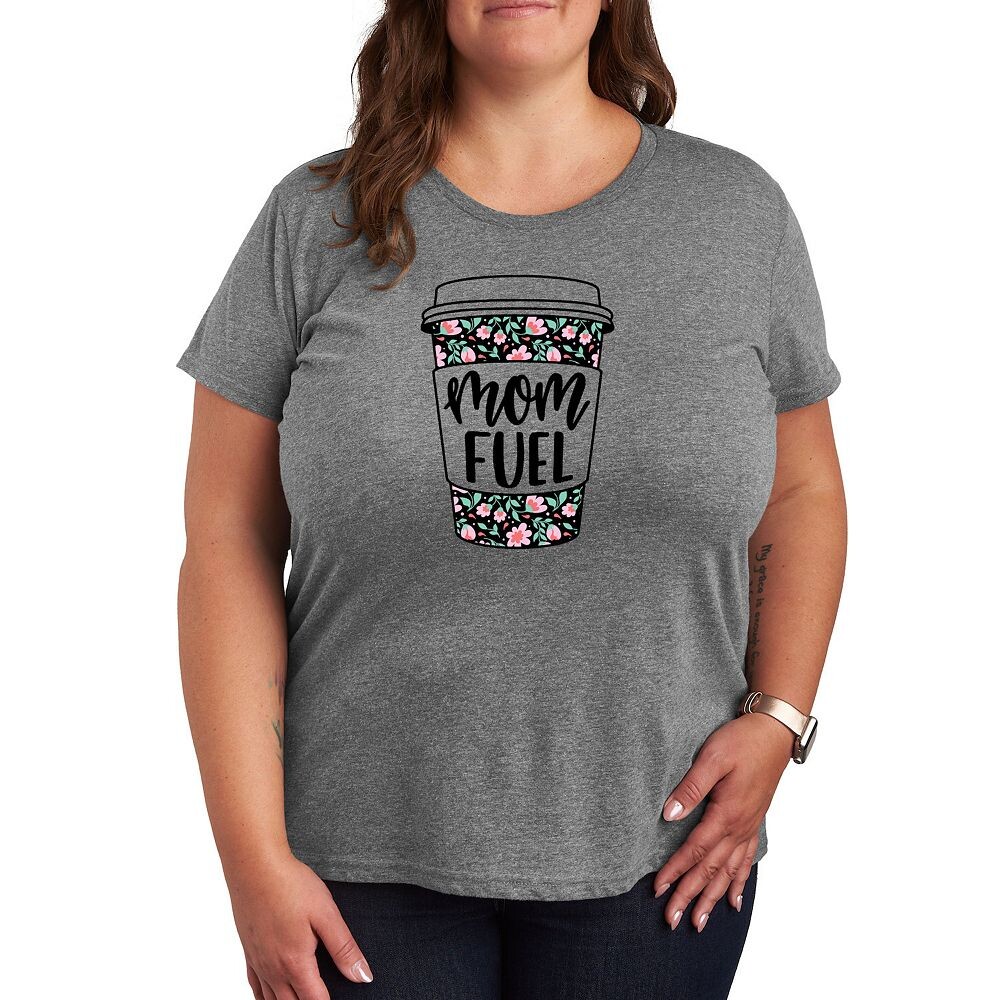 

Футболка Plus Mom Fuel с цветочным кофейным рисунком, цвет Heather Gray