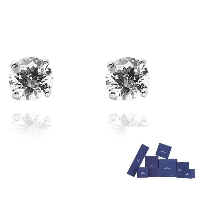 

Swarovski Родированная серьга-гвоздик с кристаллами, женская, серебристая