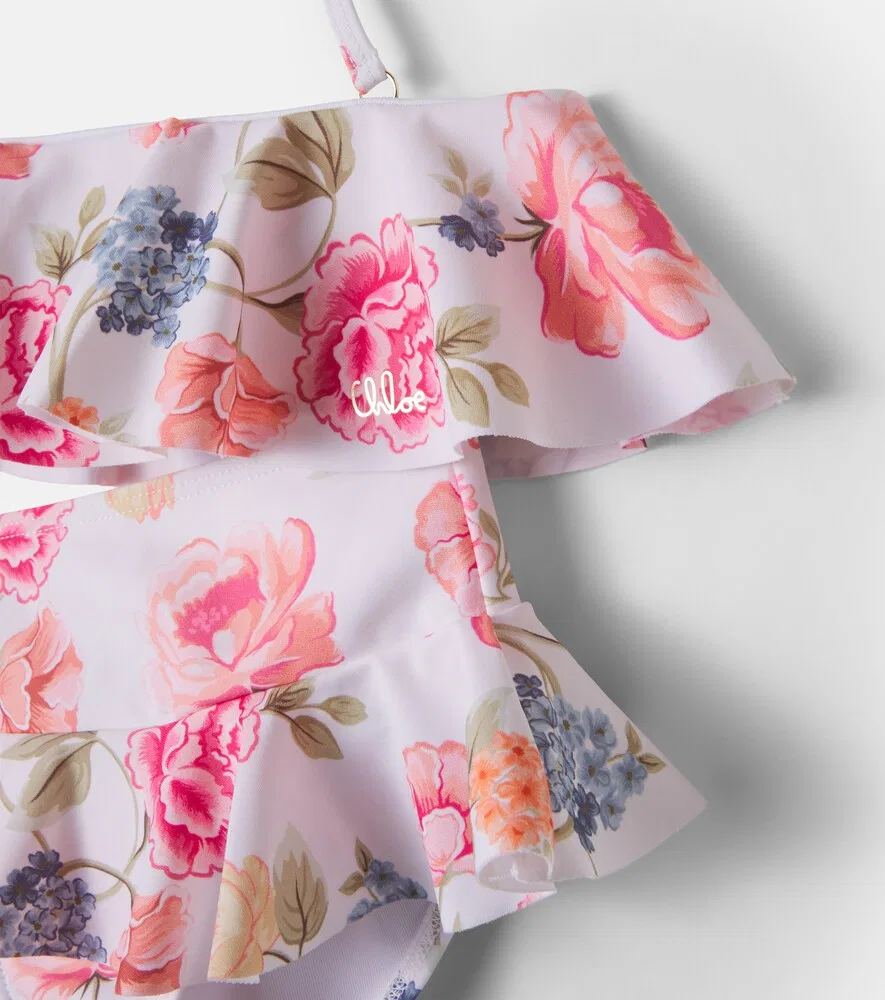 Бикини с цветочным принтом и оборками Chloé Kids, мультиколор — фото 3