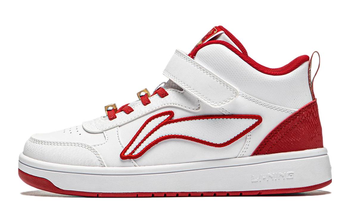 

Li-Ning YOUNG синтетическая кожа комфортная амортизация отскок mid top детские скейтбординг кроссовки white red kids'