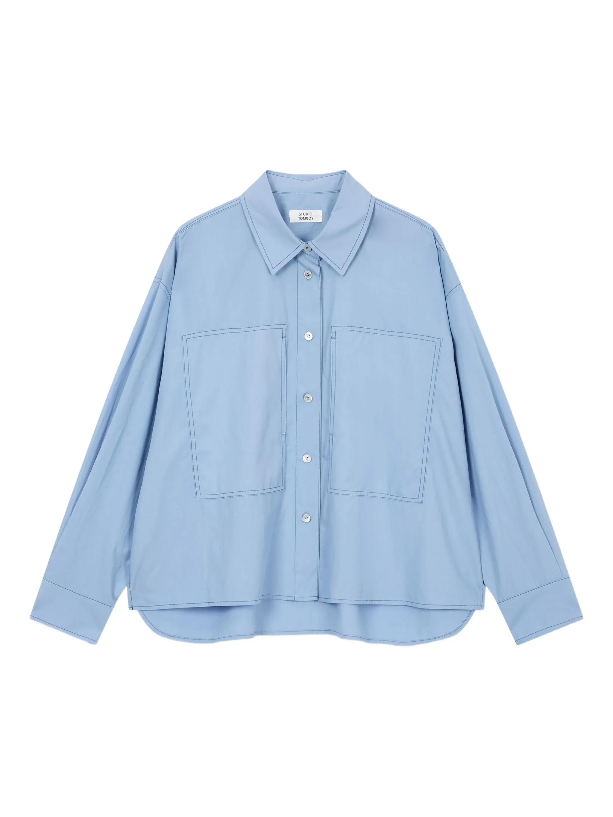 

Рубашка с декоративной строчкой Studio Tomboy, синий