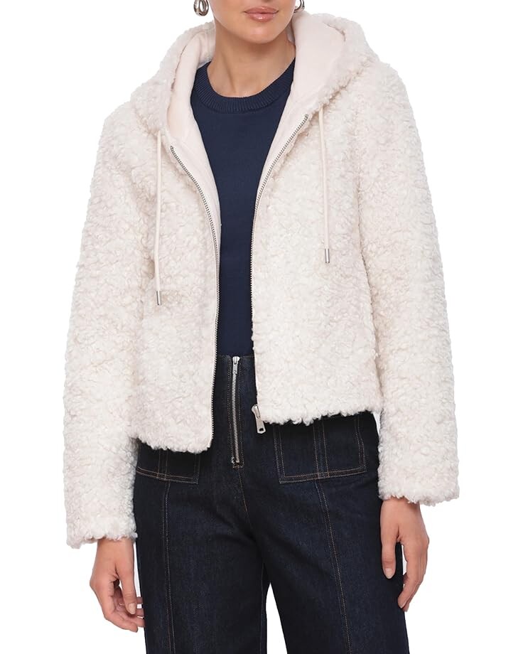 

Куртка Avec Les Filles Faux Shearling Hoodie Jacket, белый