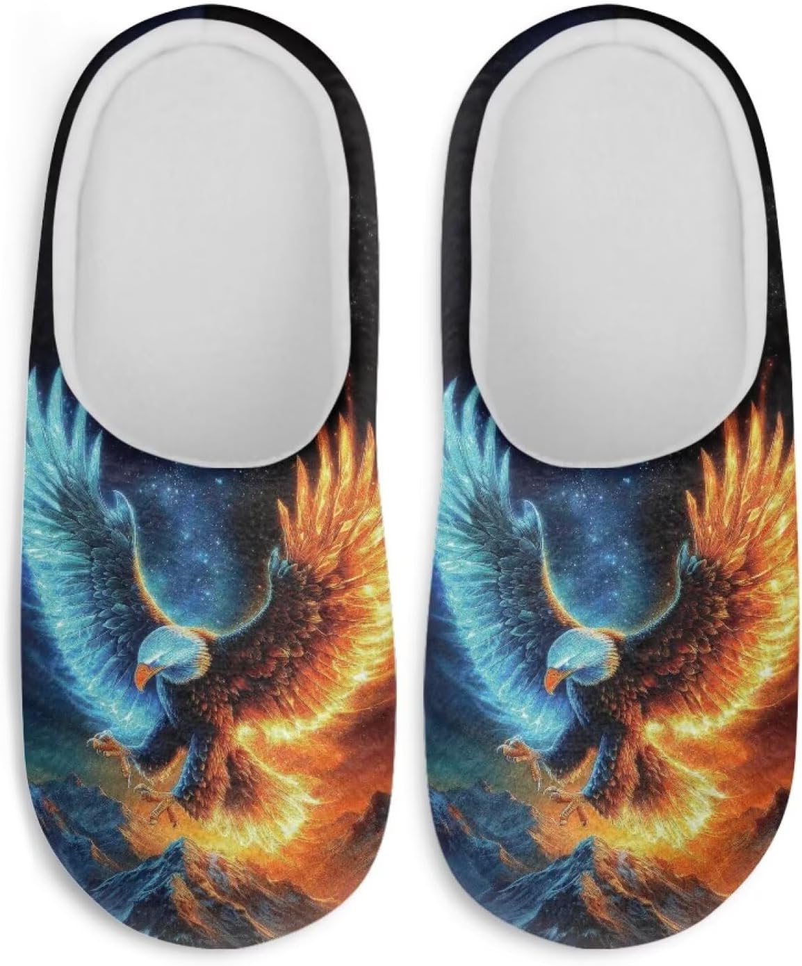 

Домашние тапочки Yuolagixn Plus для мужчин, теплые флисовые тапочки для дома, удобные мягкие домашние обувь, размер 3-12, Eagle Fire