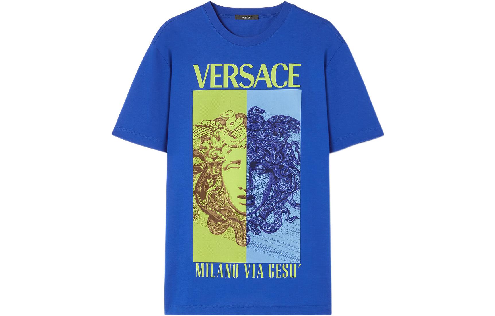 

Футболка мужская синяя VERSACE SS23 Holiday