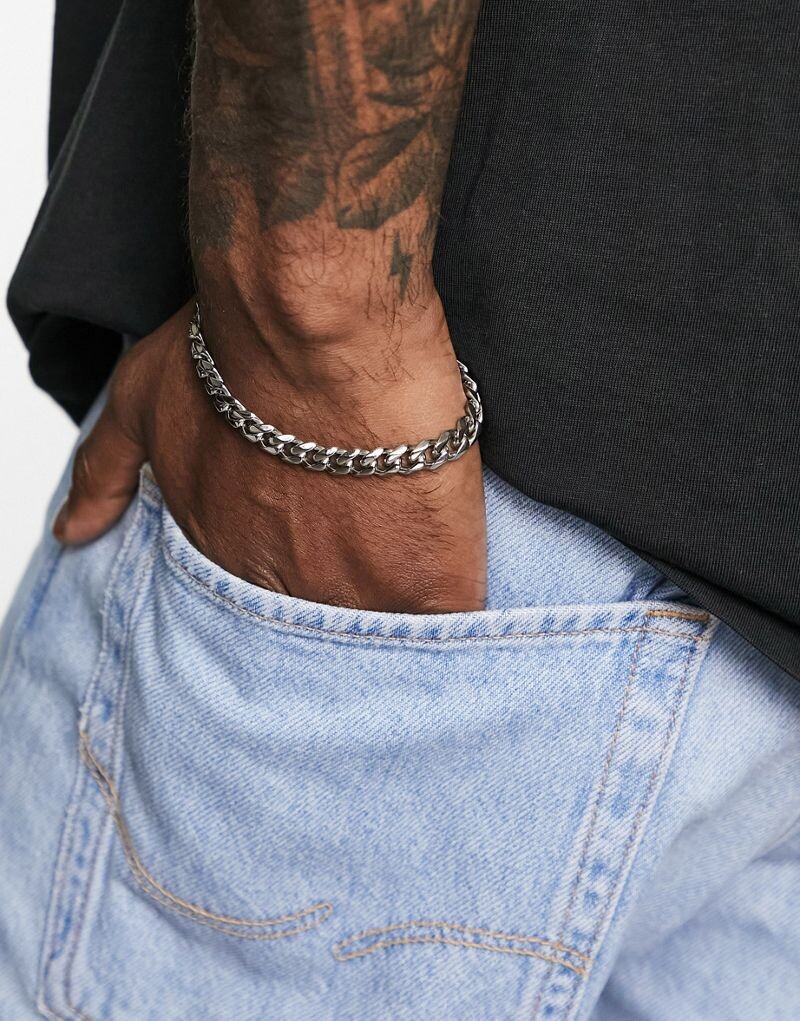 

Водонепроницаемая серебряная цепочка из нержавеющей стали ASOS DESIGN