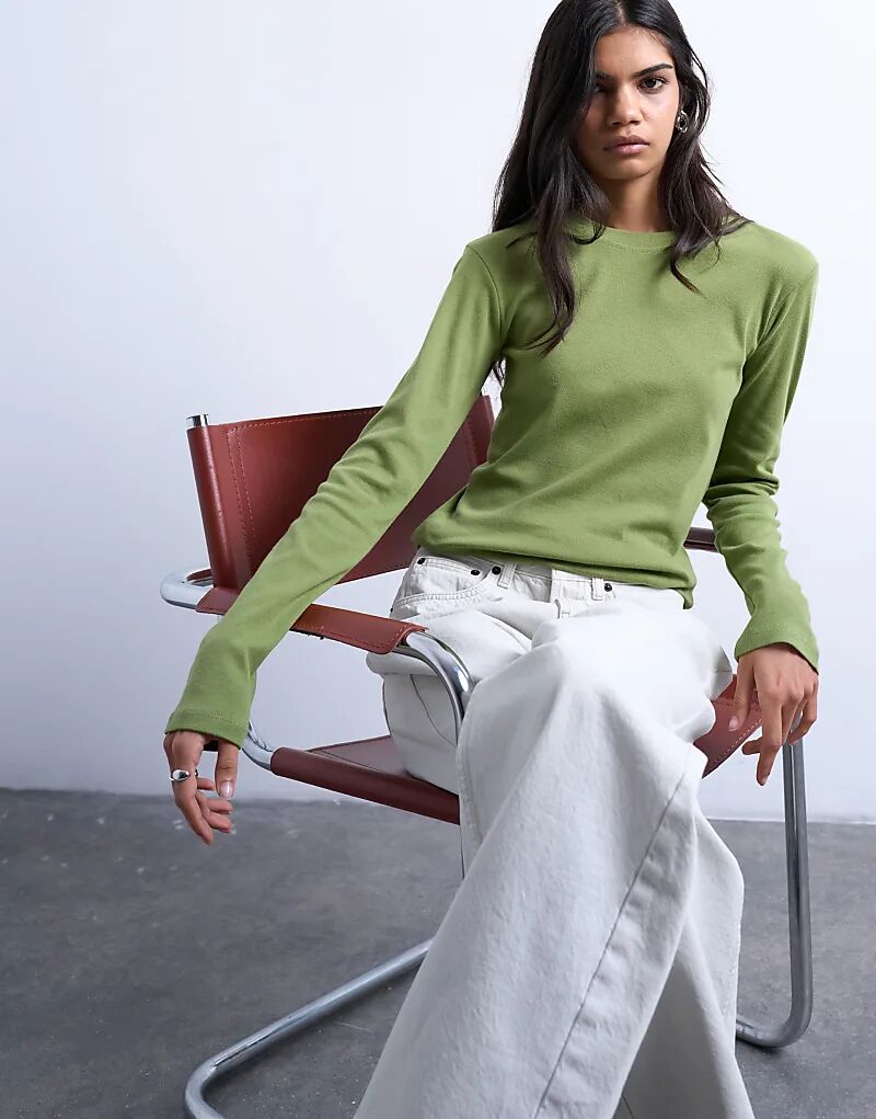 

Лонгслив Topshop с длинным рукавом на каждый день зеленого цвета