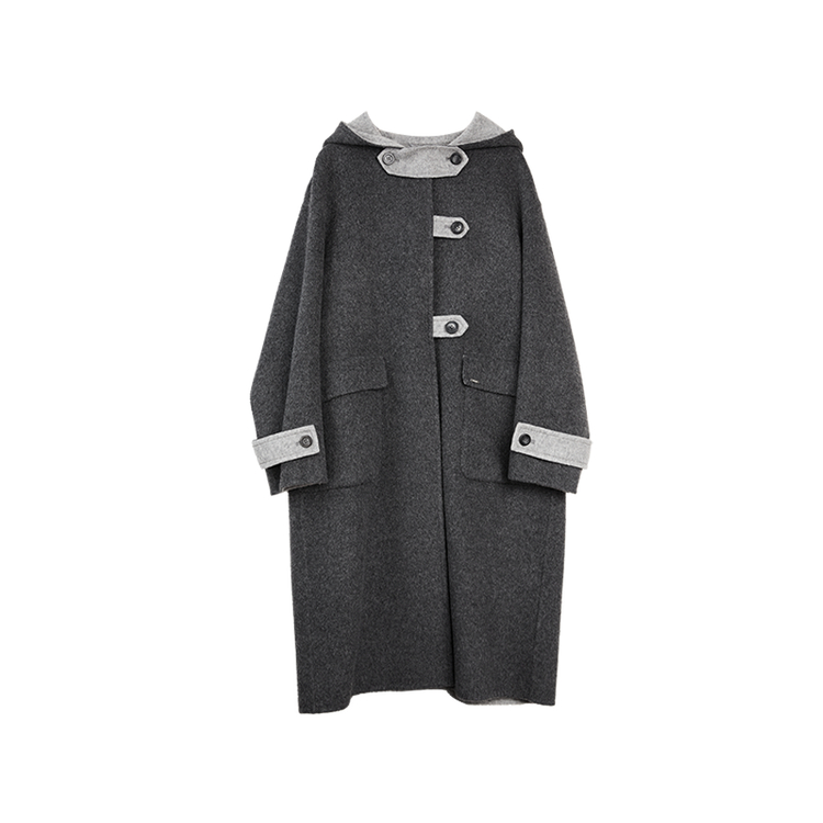 

ELLE Пальто женское темно-серое с капюшоном Moderate