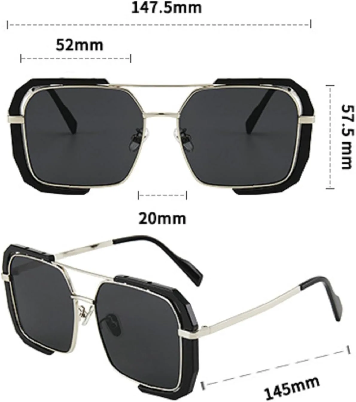 

Модные желтые солнцезащитные очки для активного отдыха, женские и мужские, в винтажном панк-стиле, очки-пилот, пляжные очки для женщин 5187 Melrose, Black Clear