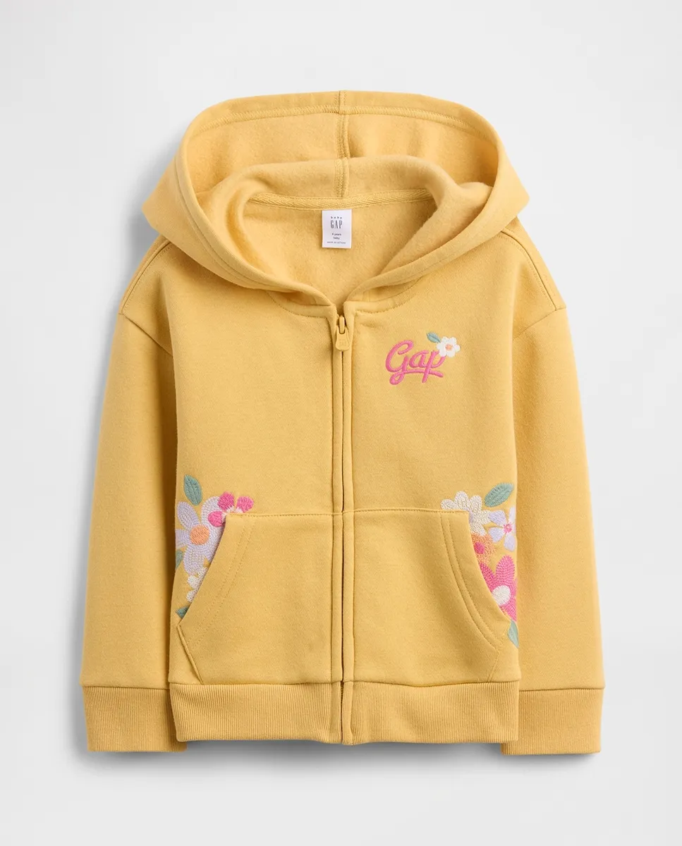 

Детская толстовка с капюшоном и застежкой-молнией Gap, желтый