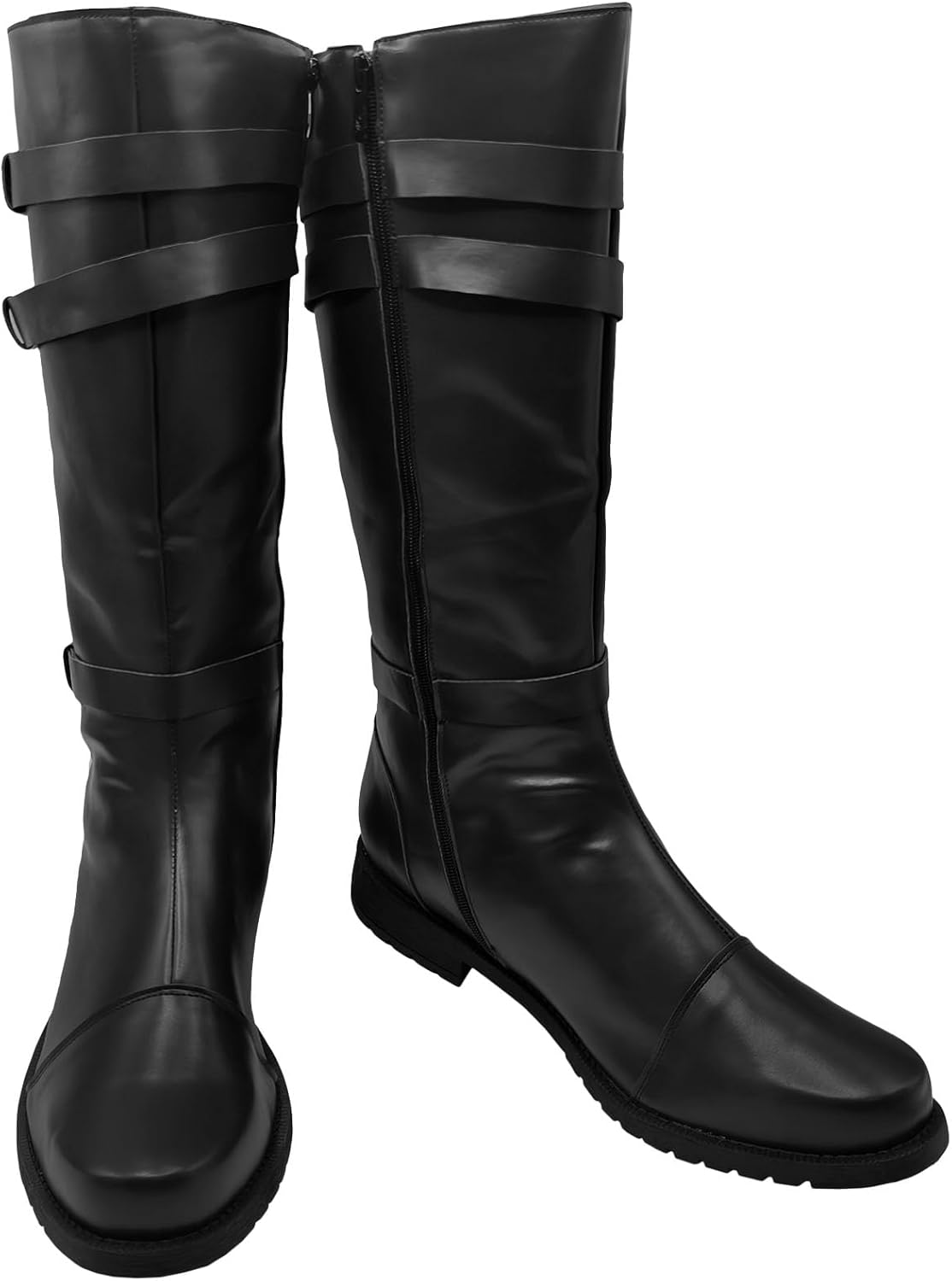 

Мужские косплей ботинки для Хэллоуина, карнавальной вечеринки, длинные ботинки, мужские кожаные рыцарские ботинки Junqiako, черный