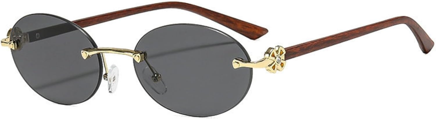 

Солнцезащитные очки Willochra в стиле ретро, ​​модные овальные, женские и мужские, без оправы, в стиле 90-х, маленькие, круглые, в металлической оправе, со стразами, защита от ультрафиолета UV400, C1