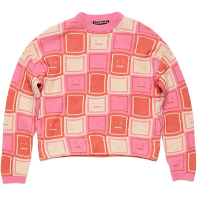 Джемпер с логотипом в технике жаккард Acne Studios, Ржаво-оранжевый/Танго-розовый — фото 2