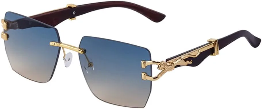 

Винтажные солнцезащитные очки LVTFCO без оправы для мужчин и женщин, роскошные солнцезащитные очки без оправы для мужчин с леопардовым принтом, C7 Gold Pink