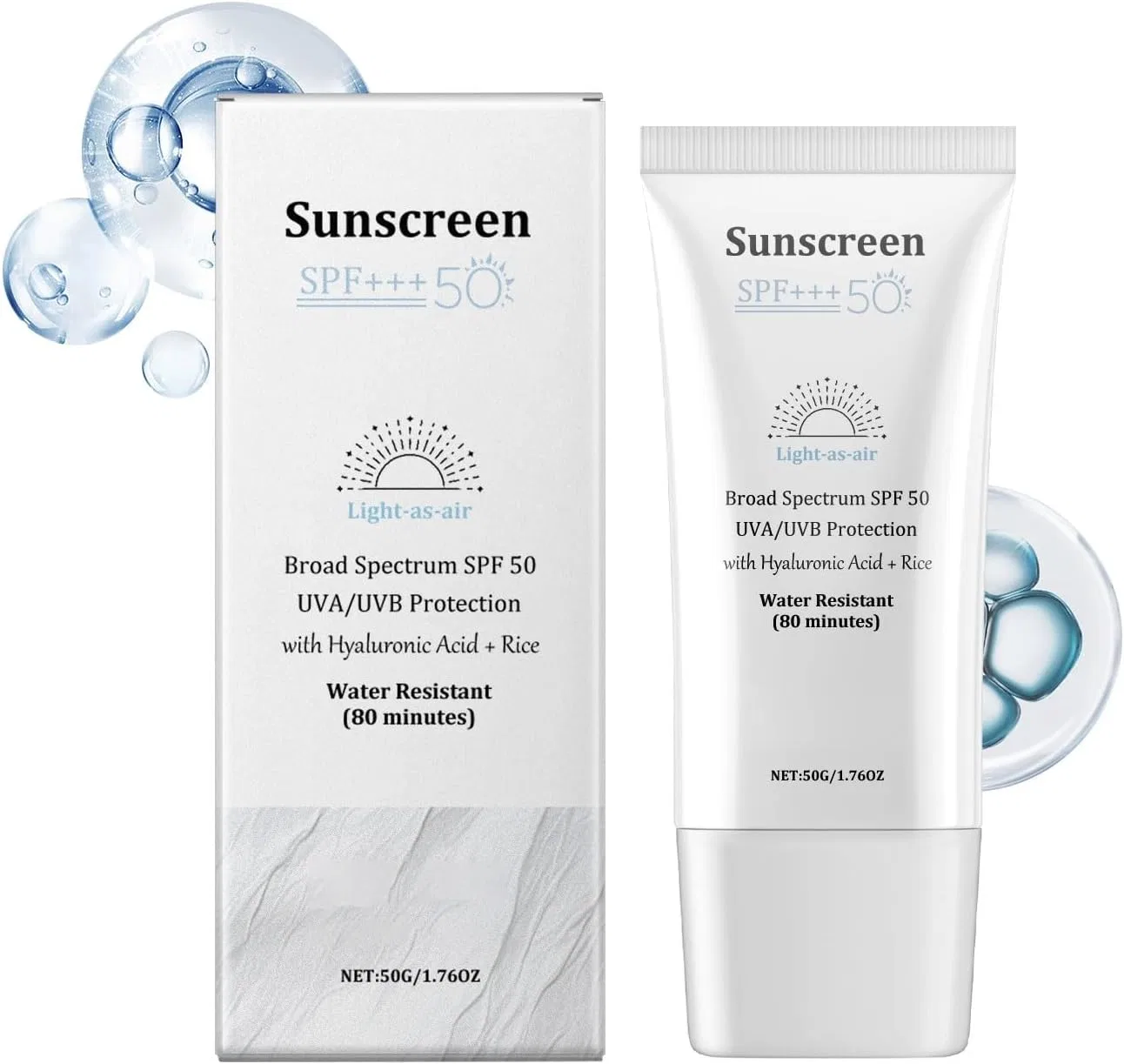 Солнцезащитный крем для лица SPF 50 Light Mild, Generic, 50 г, белый