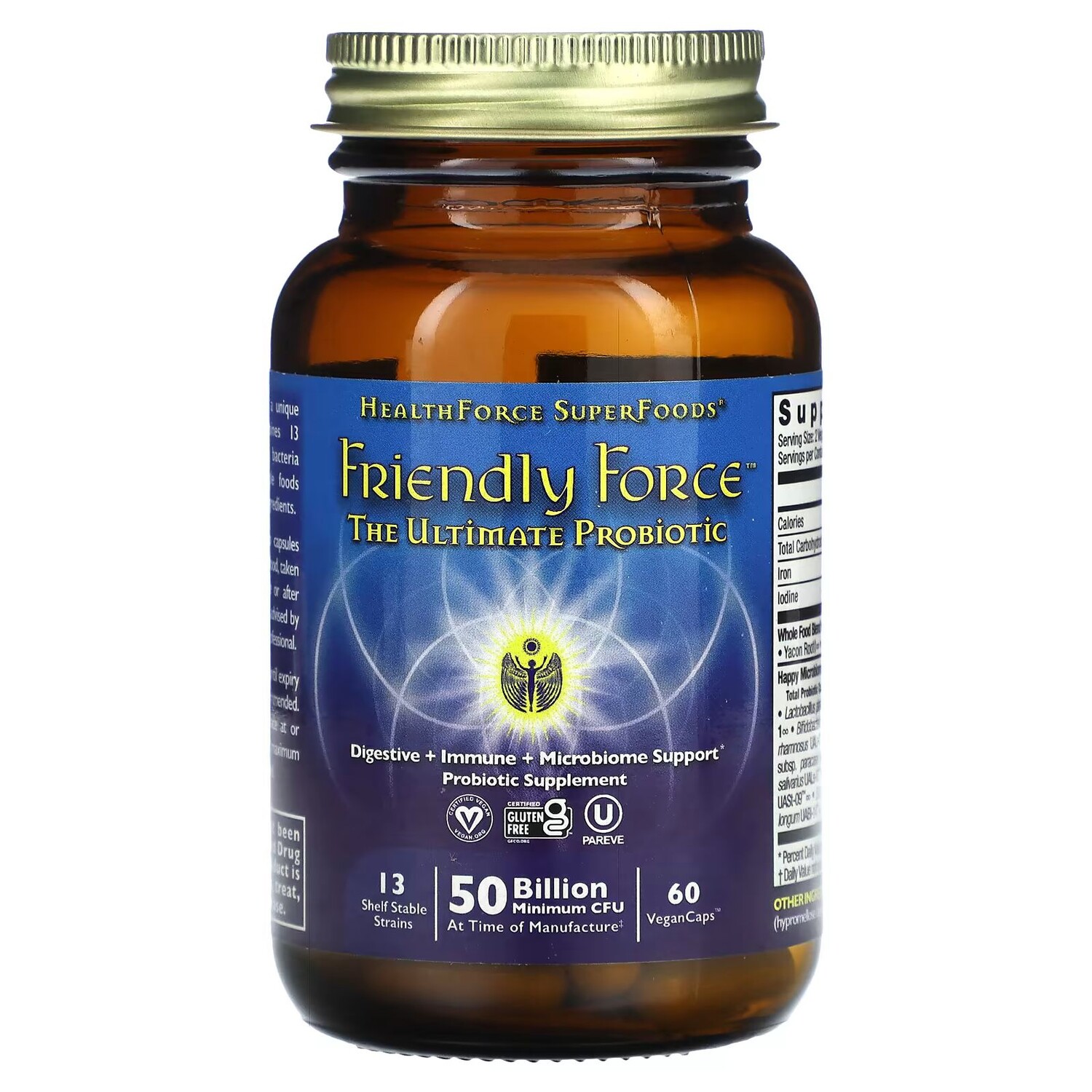 

Friendly Force, Лучший пробиотик, 60 веганских капсул Healthforce Superfoods