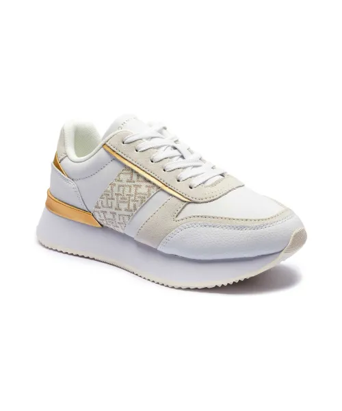 Кроссовки Lux Monogram Run из кожи Tommy Hilfiger, белый