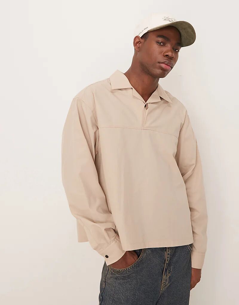 

Объемная рубашка свободного кроя ASOS DESIGN бежевого цвета