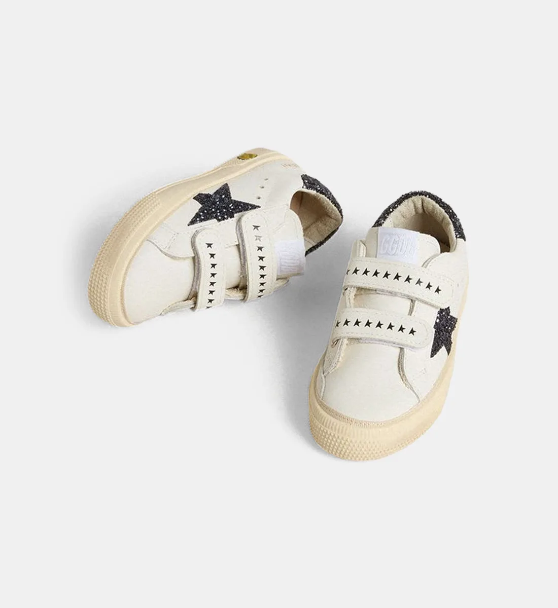 Низкие кеды May School из телячьей кожи с пайетками GOLDEN GOOSE, бежевый — фото 2