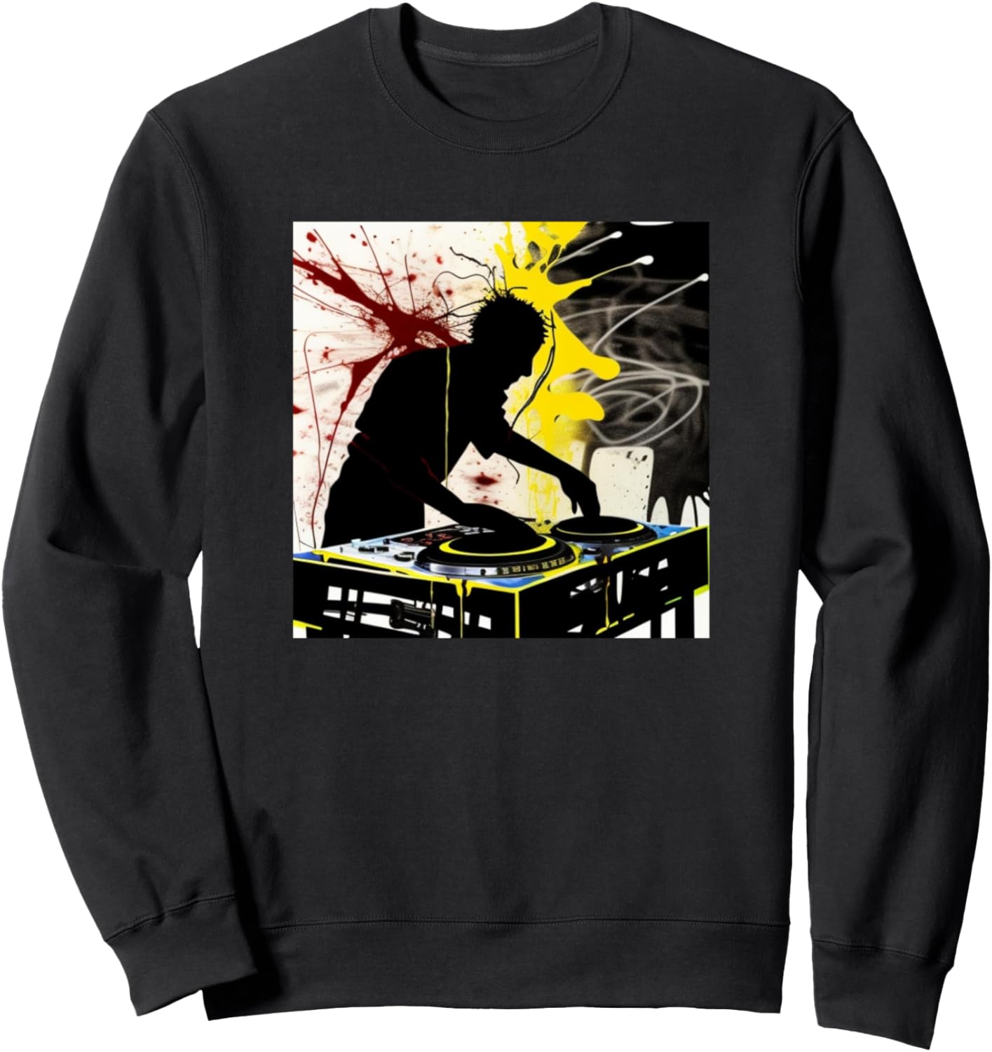 

Яркая толстовка с силуэтом диджея Ди Джоки и проигрывателем виниловых пластинок Dj Turntable Discjockey Men Women Kids + Boys Gift, черный