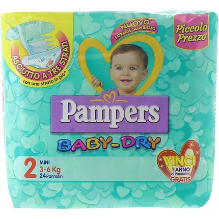 

Подгузники Baby Dry, размер 2, 24 шт., 3–6 кг Pampers