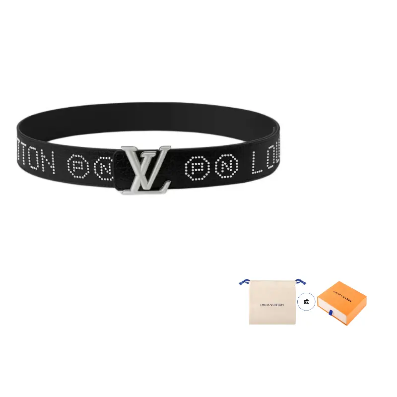 

LOUIS VUITTON Кожаный ремень мужской черный ширина 4 см, Black