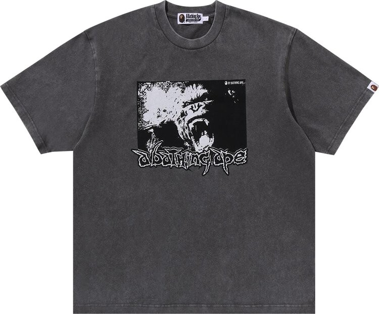 

Футболка BAPE Mad Ape Graphic Acid Wash Relaxed Fit 'Grey', серый