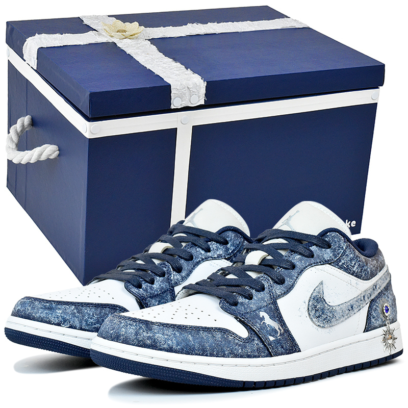 

Мужские баскетбольные кроссовки Air 1 с низким верхом, износостойкие, винтажного дизайна Jordan, galaxy белый horse-gift box 4