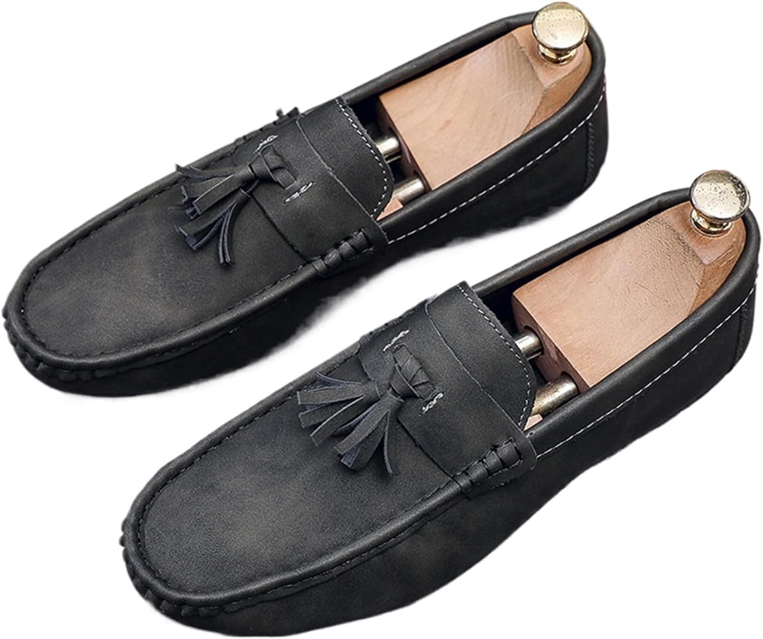 

Мужские мягкие кожаные мокасины-лодочки с кисточками, классические низкие пенни-туфли, удобные без шнурков, противоскользящие лоферы для ходьбы Bnwelk, черный
