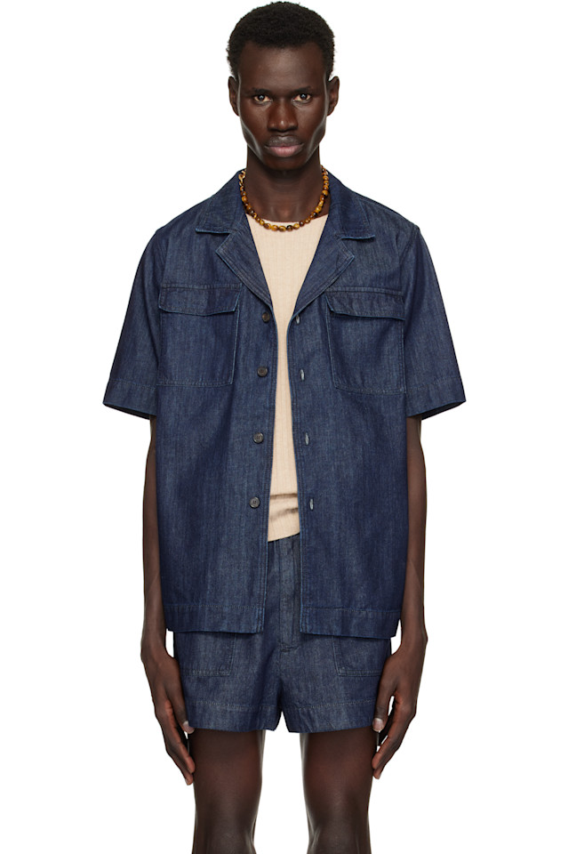 

Джинсовая рубашка с панелями Dries Van Noten, индиго