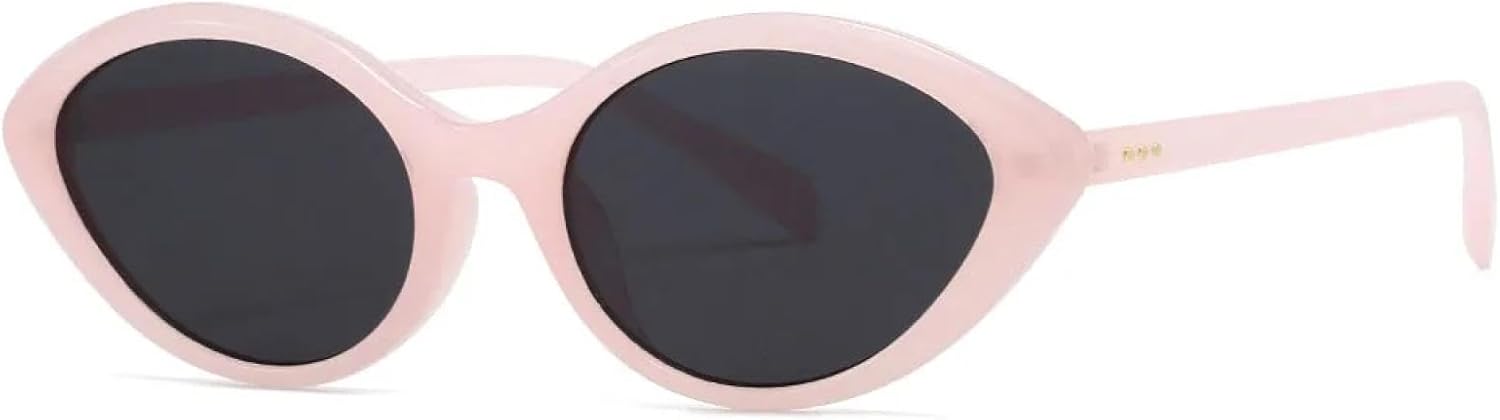 

Винтажные тонкие солнцезащитные очки в большой оправе овальной формы для женщин и мужчин, популярные, в стиле панк, с заклепками, с защитой от УФ-излучения UV400 TYUVIVO, Pink Black